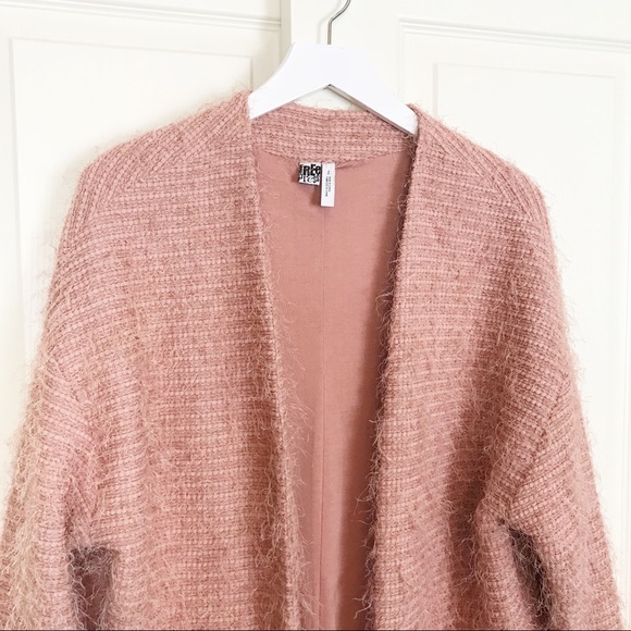 free press Sweaters - Free Press Fuzzy Nubby Eyelash Pink Cardigan